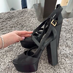 Michael Kors Black Platform Heels with Gold Buckle